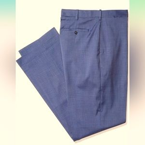 Savane Stretch Crosshatch Expandable Waist Dress Pants Blue 40x29